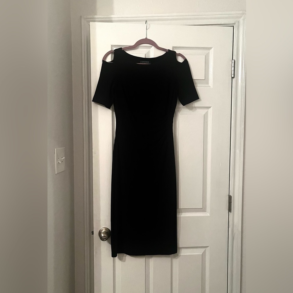 Ralph Lauren black bodycon cold shoulder dress